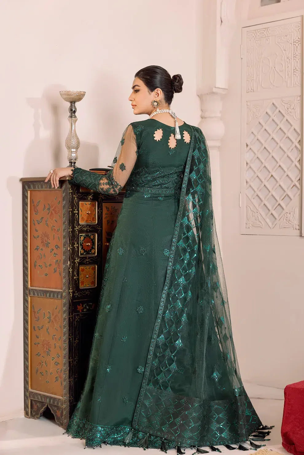 Alizeh | Dua Formals 23 | DUA-V01D05A- RYAN ( GREEN ) - Aqsa Fabrics