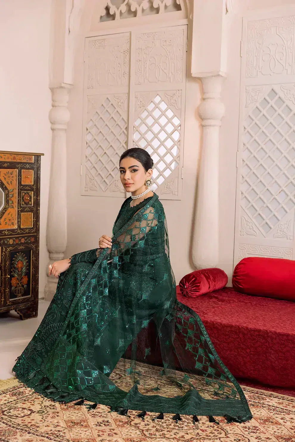 Alizeh | Dua Formals 23 | DUA-V01D05A- RYAN ( GREEN ) - Aqsa Fabrics