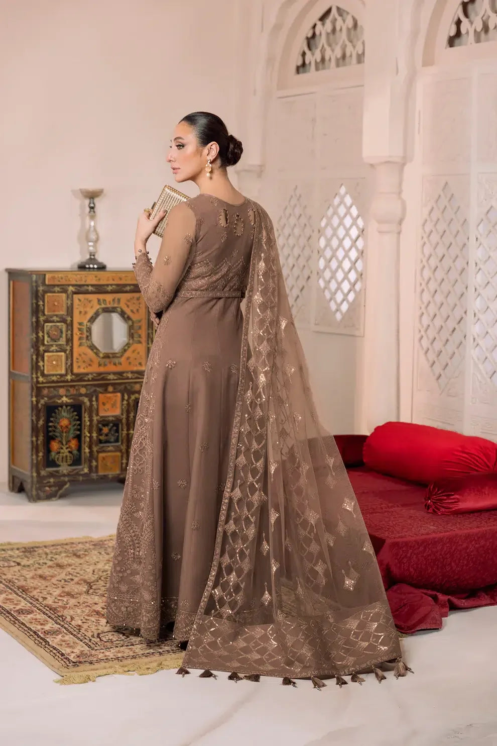 Alizeh | Dua Formals 23 | DUA-V01D05B- RYAN ( BEIGE ) - Aqsa Fabrics