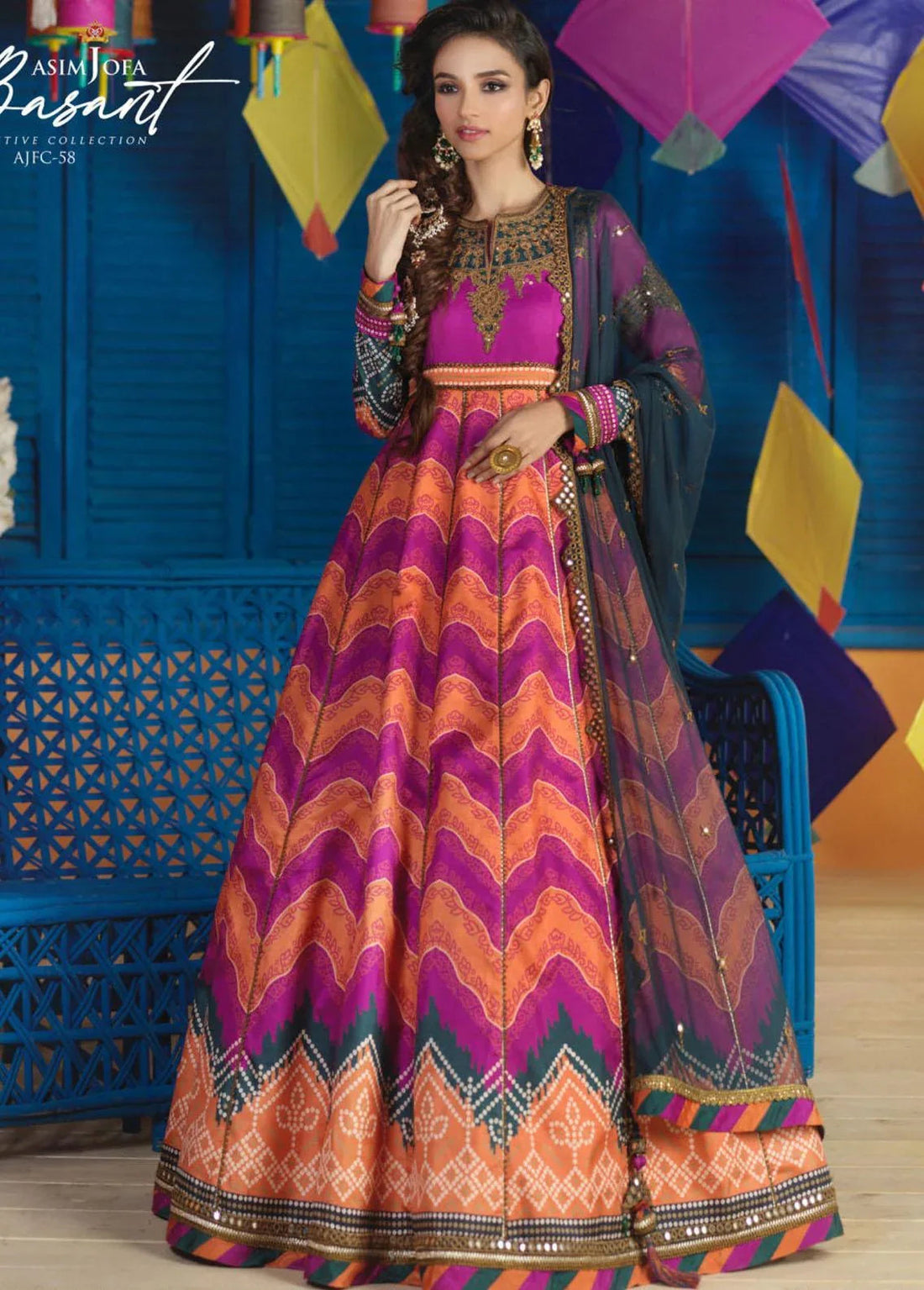 Asim Jofa | Luxury Collection | Shocking Pink Silk Suit