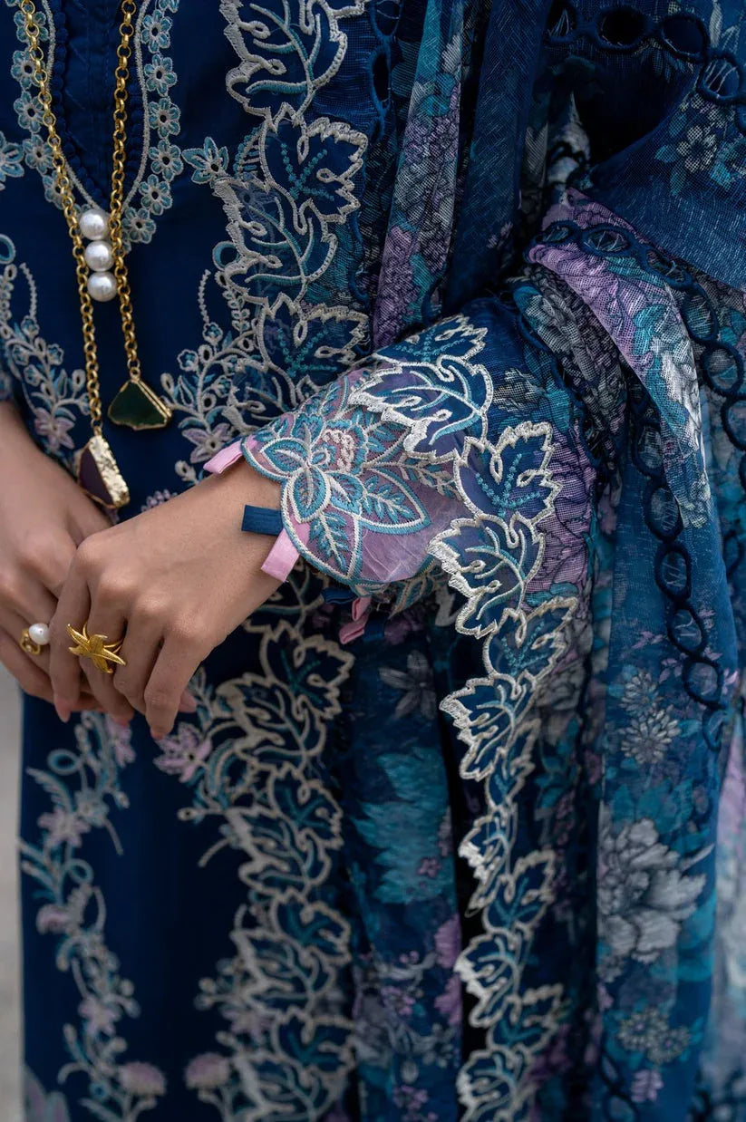 Aabyaan | Saagar Luxury Lawn 25 | AZURA (AS-03) - Aqsa Fabrics