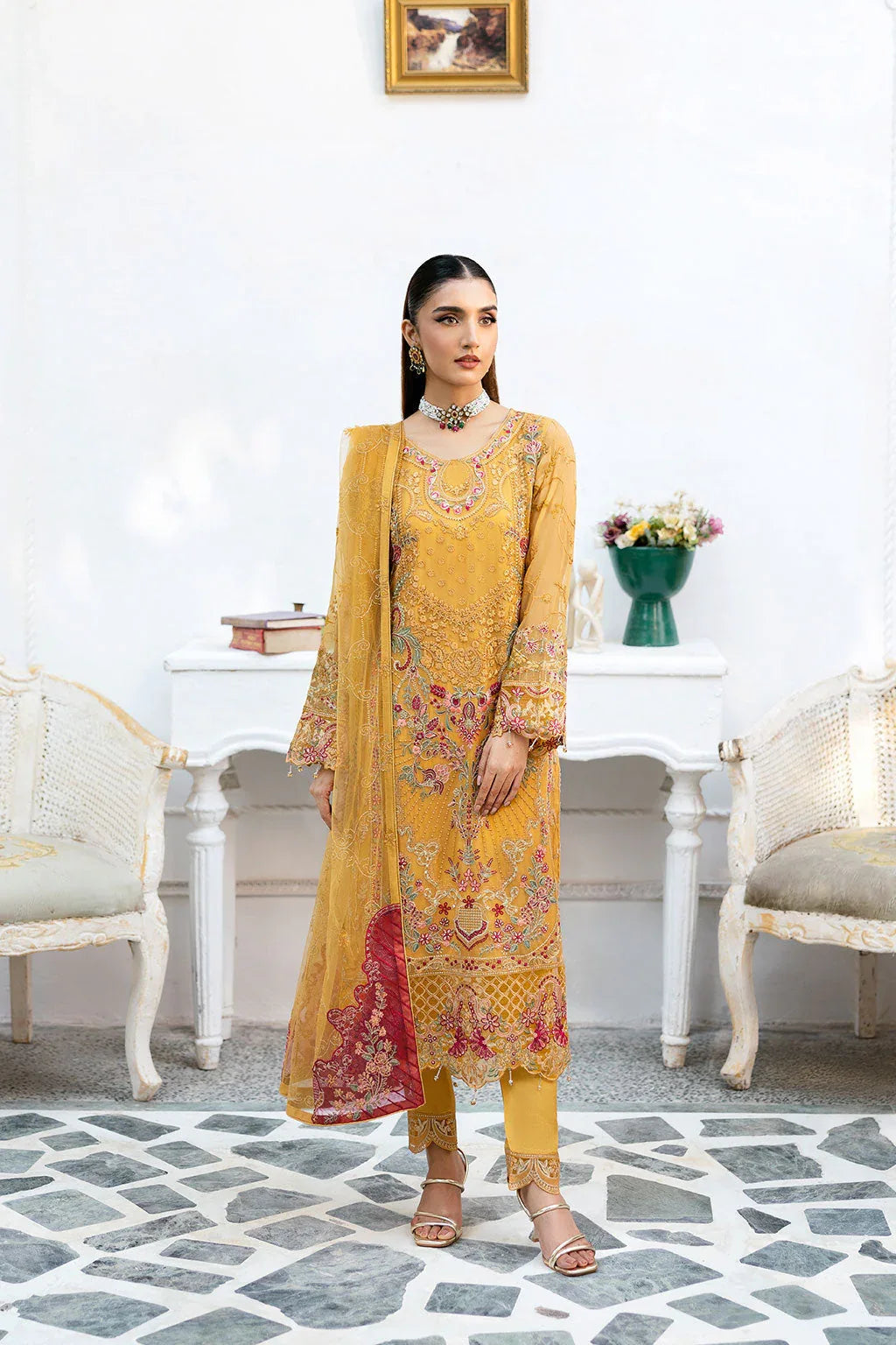 Ramsha | Chevron Chiffon Collection | A-1004 - Aqsa Fabrics