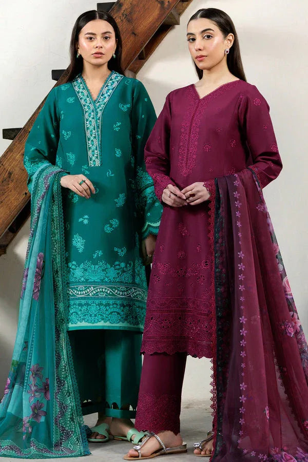 Farasha | Summer Weaves Embroidered Lawn | Dewy Teal - Aqsa Fabrics