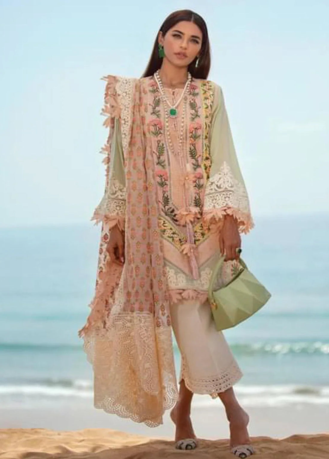 Crimson | Embroidered Lawn Suit | CR22L 4A Sorbet Pink - Aqsa Fabrics