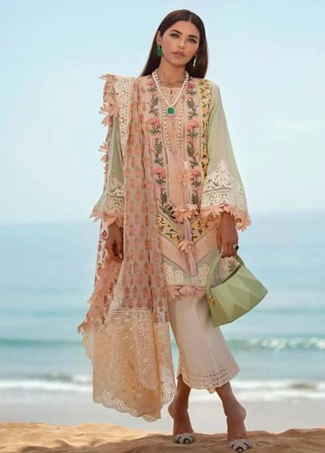 Crimson | Embroidered Lawn Suit | CR22L 4A Sorbet Pink - Aqsa Fabrics