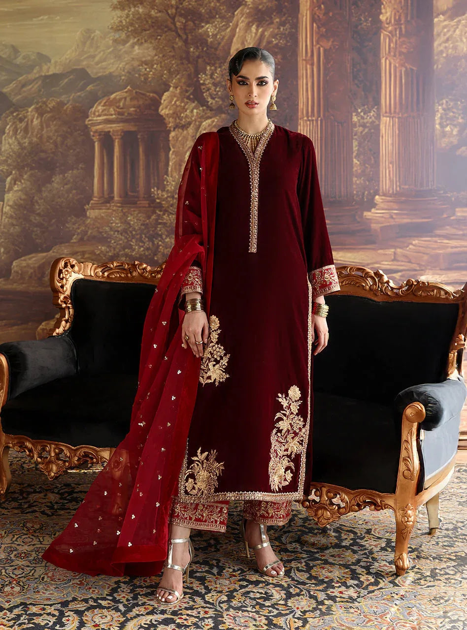 Zainab Chottani | Velura Velvet Edit 25 | Nur Long Shirt - Aqsa Fabrics