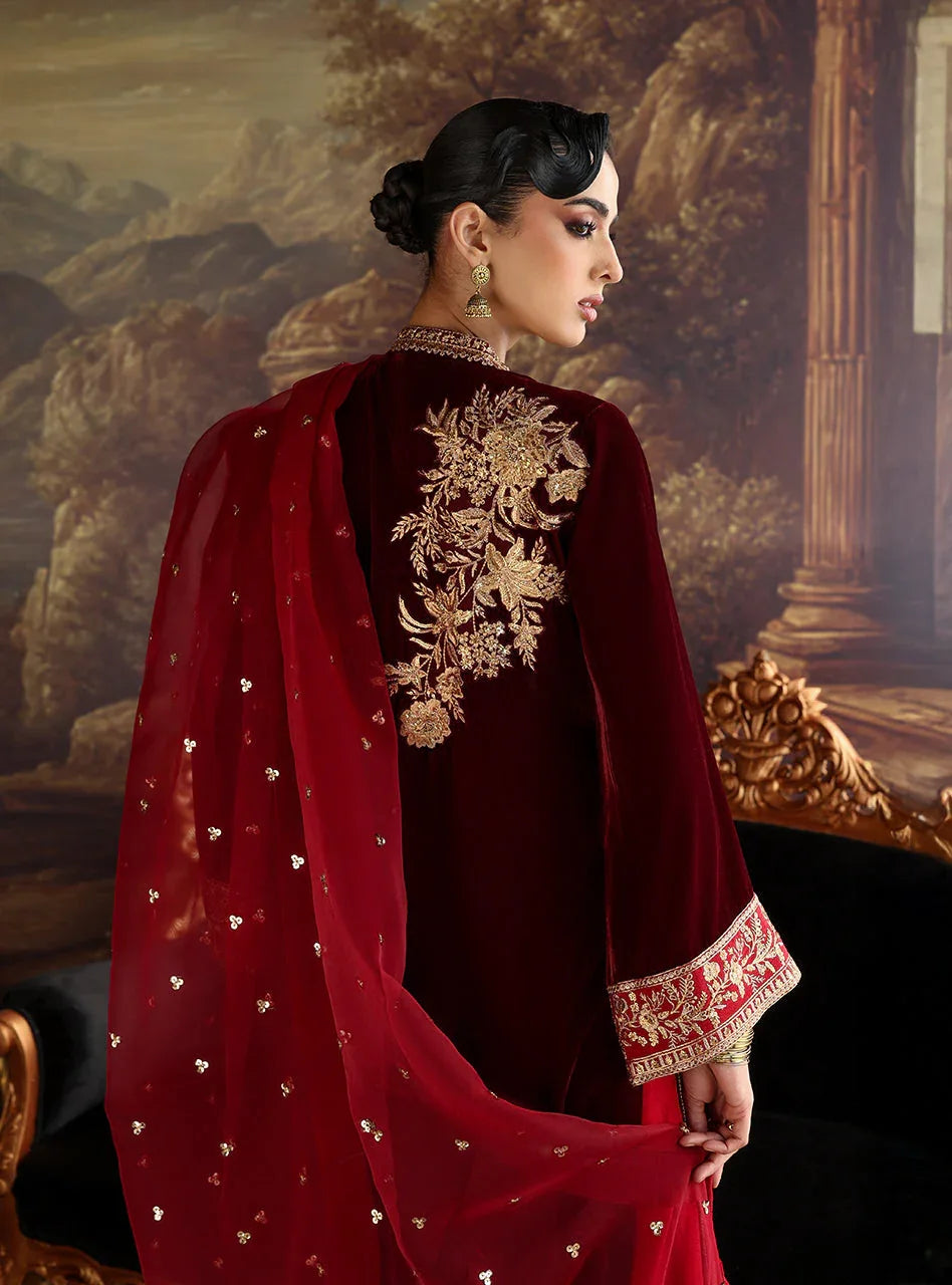 Zainab Chottani | Velura Velvet Edit 25 | Nur Long Shirt - Aqsa Fabrics