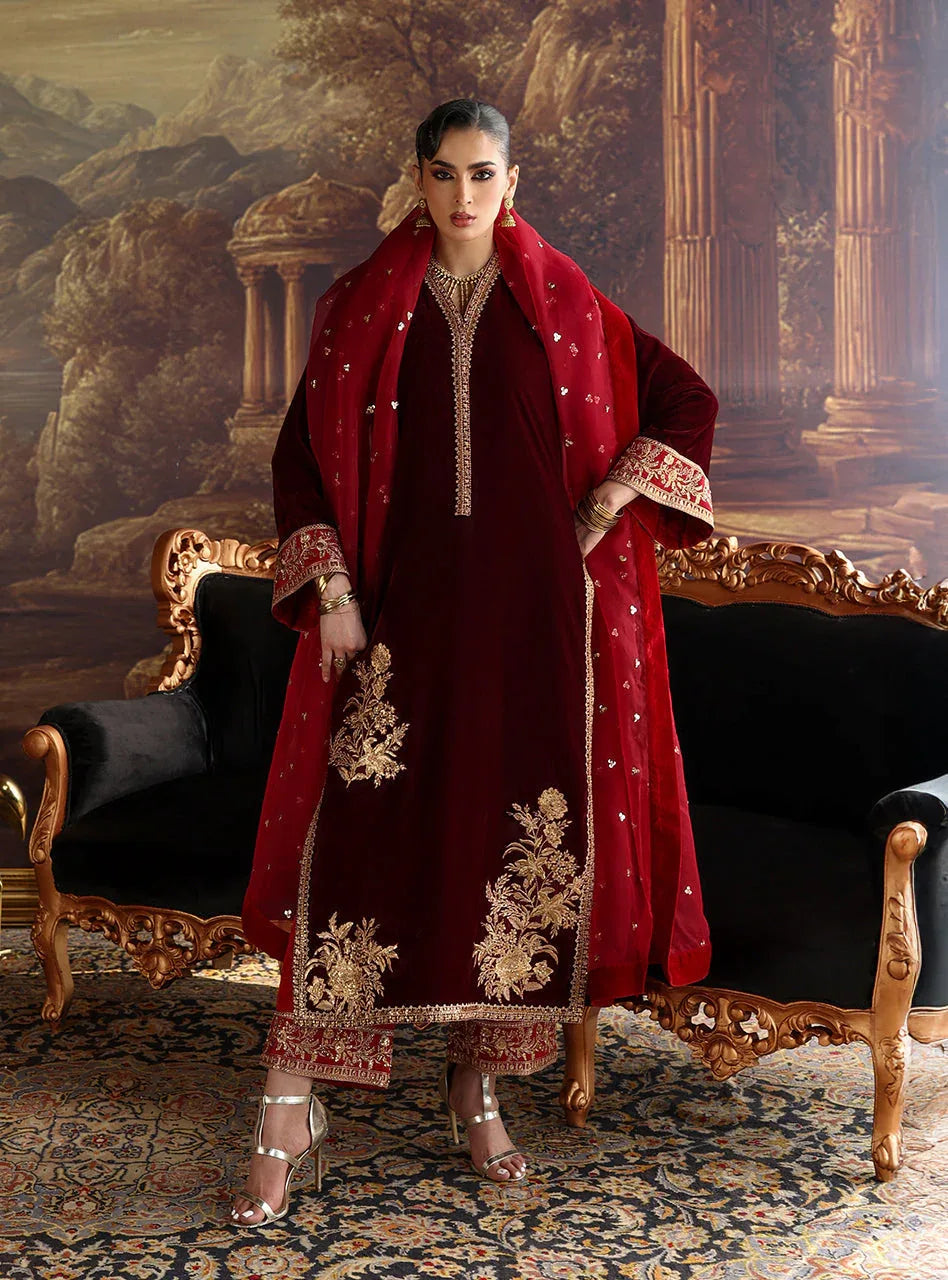 Zainab Chottani | Velura Velvet Edit 25 | Nur Long Shirt - Aqsa Fabrics