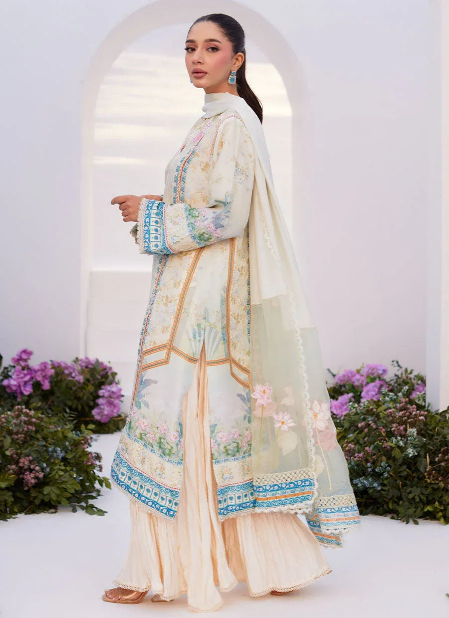 Farah Talib Aziz | Zaza Prints 24 | TURKISH AQUA SHIRT AND DUPATTA - Aqsa Fabrics