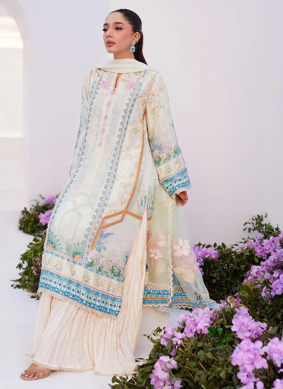 Farah Talib Aziz | Zaza Prints 24 | TURKISH AQUA SHIRT AND DUPATTA - Aqsa Fabrics