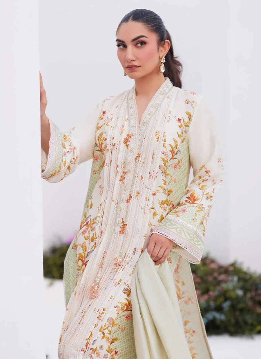 Farah Talib Aziz | Zaza Prints 24 | SAGE TRELLIS SHIRT AND DUPATTA - Aqsa Fabrics