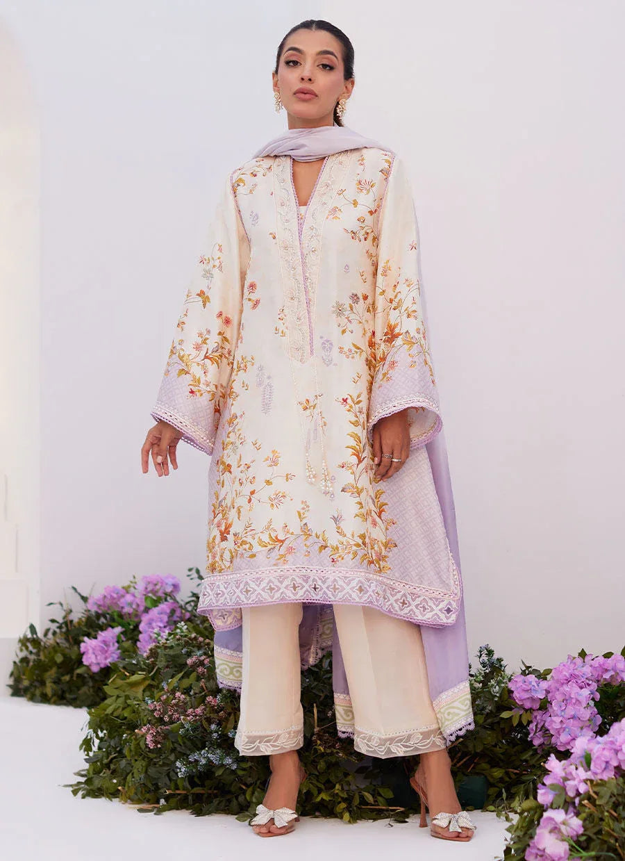 Farah Talib Aziz | Zaza Prints 24 | AMETHYST TRELLIS SHIRT AND DUPATTA - Aqsa Fabrics