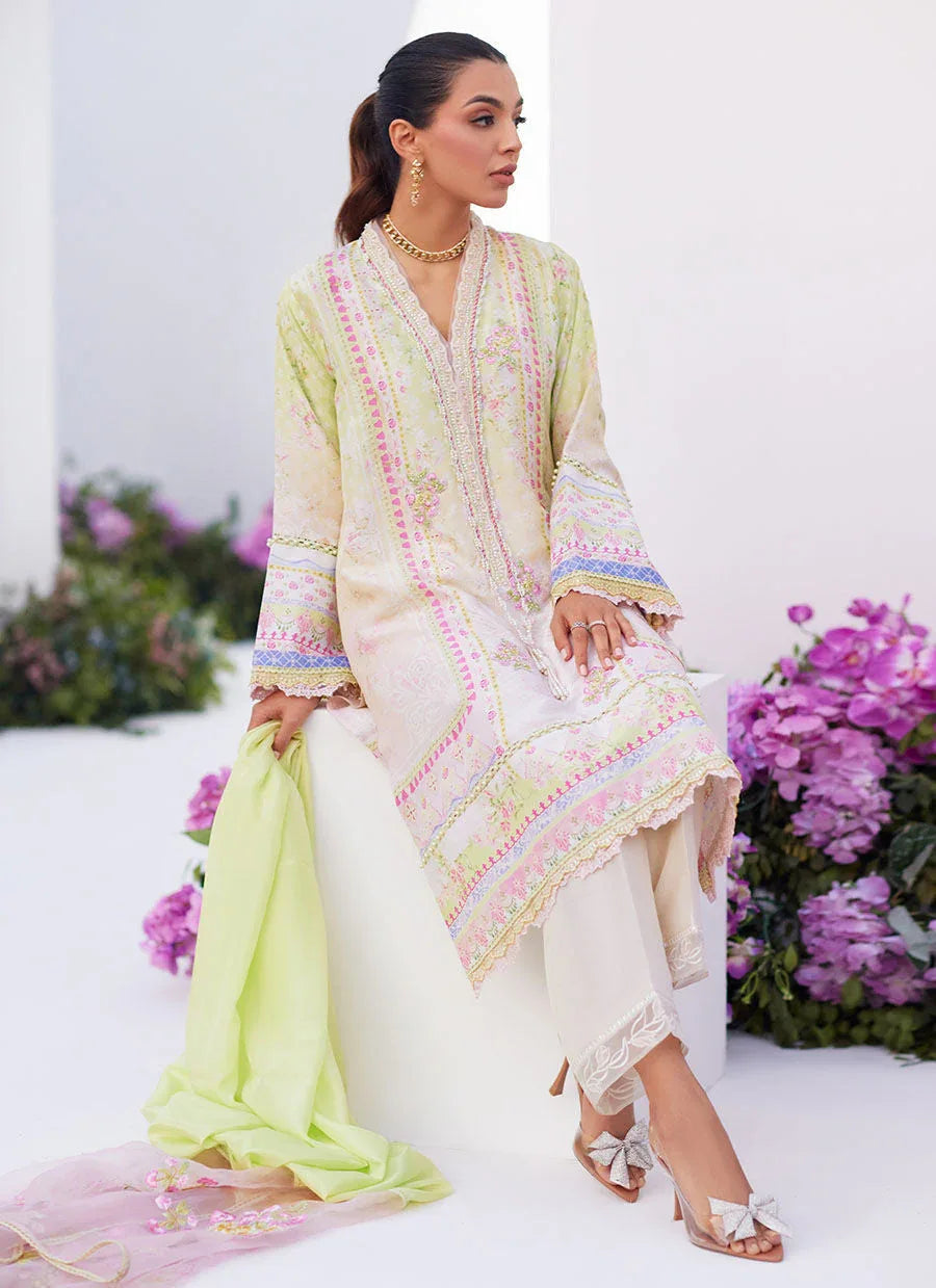 Farah Talib Aziz | Zaza Prints 24 | PEAR OMBRE SHIRT AND DUPATTA - Aqsa Fabrics