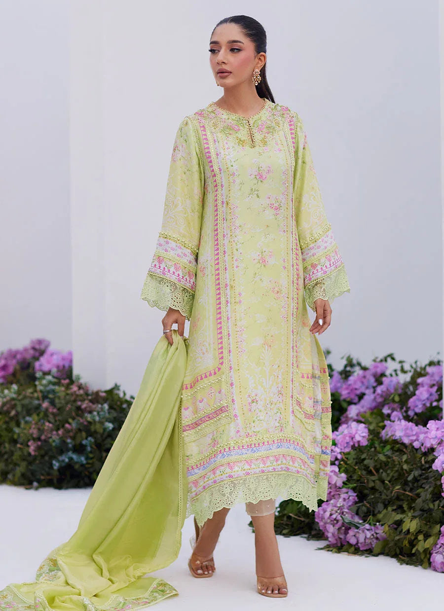 Farah Talib Aziz | Zaza Prints 24 | KELLY LIME SHIRT AND DUPATTA - Aqsa Fabrics