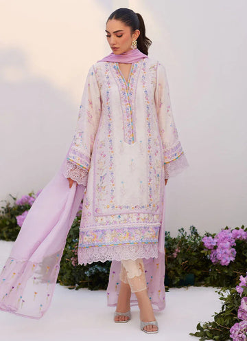 Farah Talib Aziz | Zaza Prints 24 | HEATHER LAVENDER SHIRT AND DUPATTA - Aqsa Fabrics