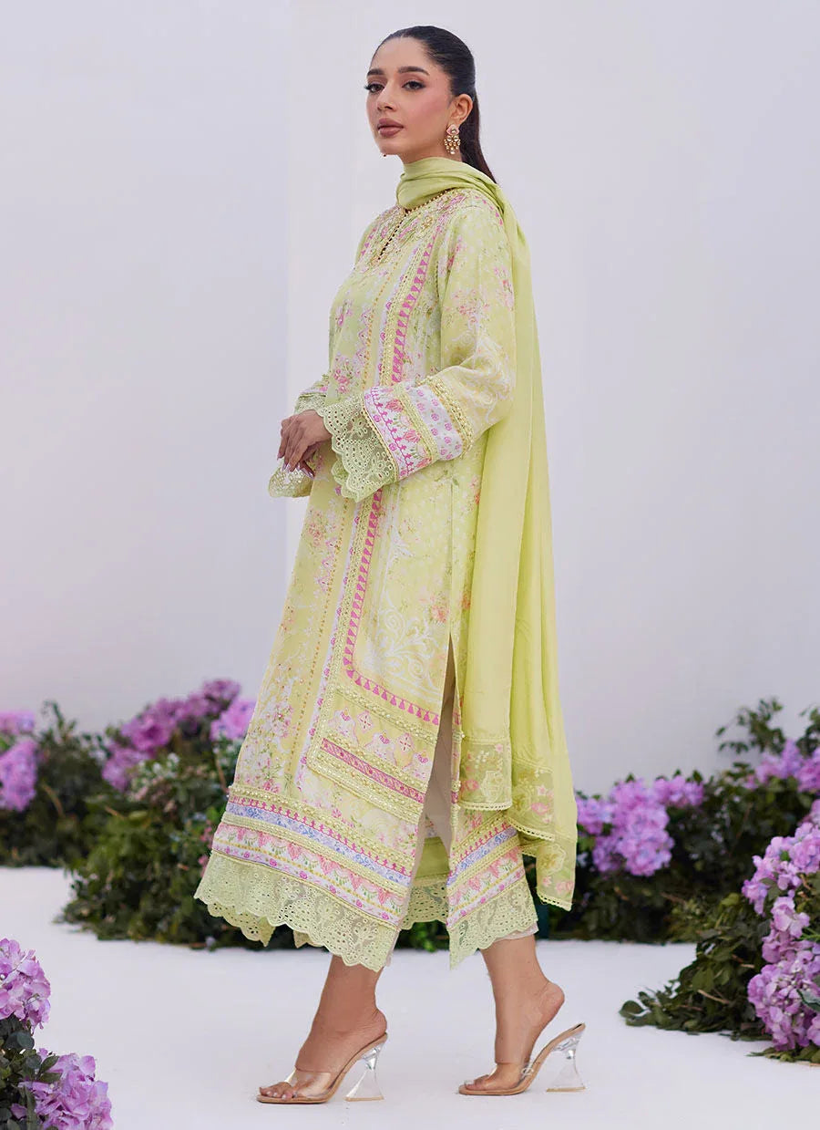 Farah Talib Aziz | Zaza Prints 24 | KELLY LIME SHIRT AND DUPATTA - Aqsa Fabrics