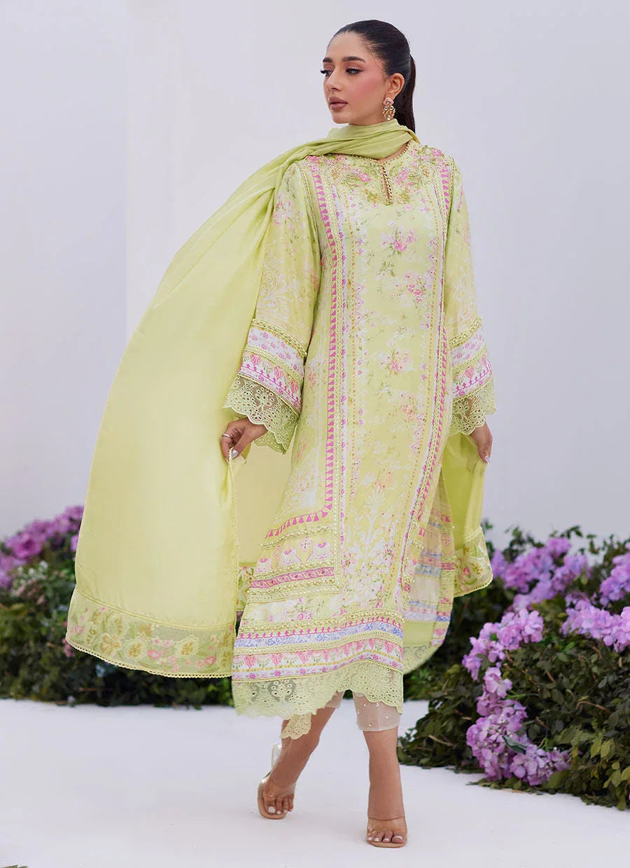 Farah Talib Aziz | Zaza Prints 24 | KELLY LIME SHIRT AND DUPATTA - Aqsa Fabrics