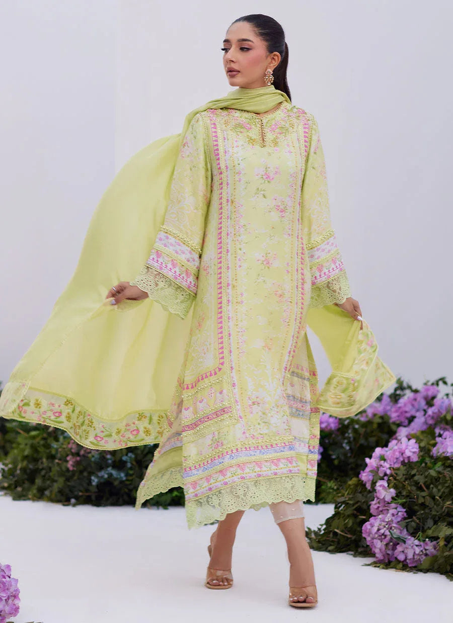 Farah Talib Aziz | Zaza Prints 24 | KELLY LIME SHIRT AND DUPATTA - Aqsa Fabrics