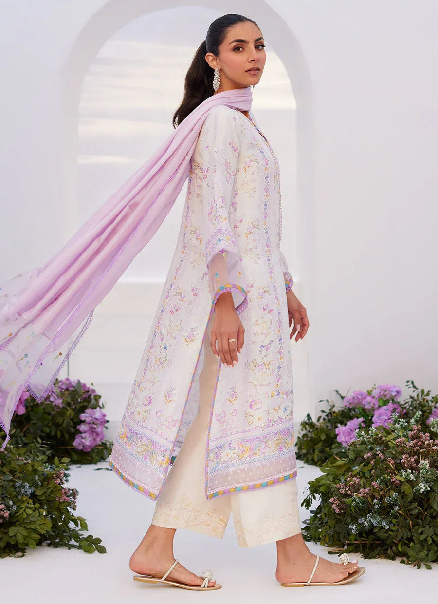 Farah Talib Aziz | Zaza Prints 24 | THISTLE LILAC SHIRT AND DUPATTA - Aqsa Fabrics