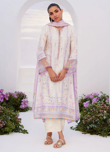 Farah Talib Aziz | Zaza Prints 24 | THISTLE LILAC SHIRT AND DUPATTA - Aqsa Fabrics
