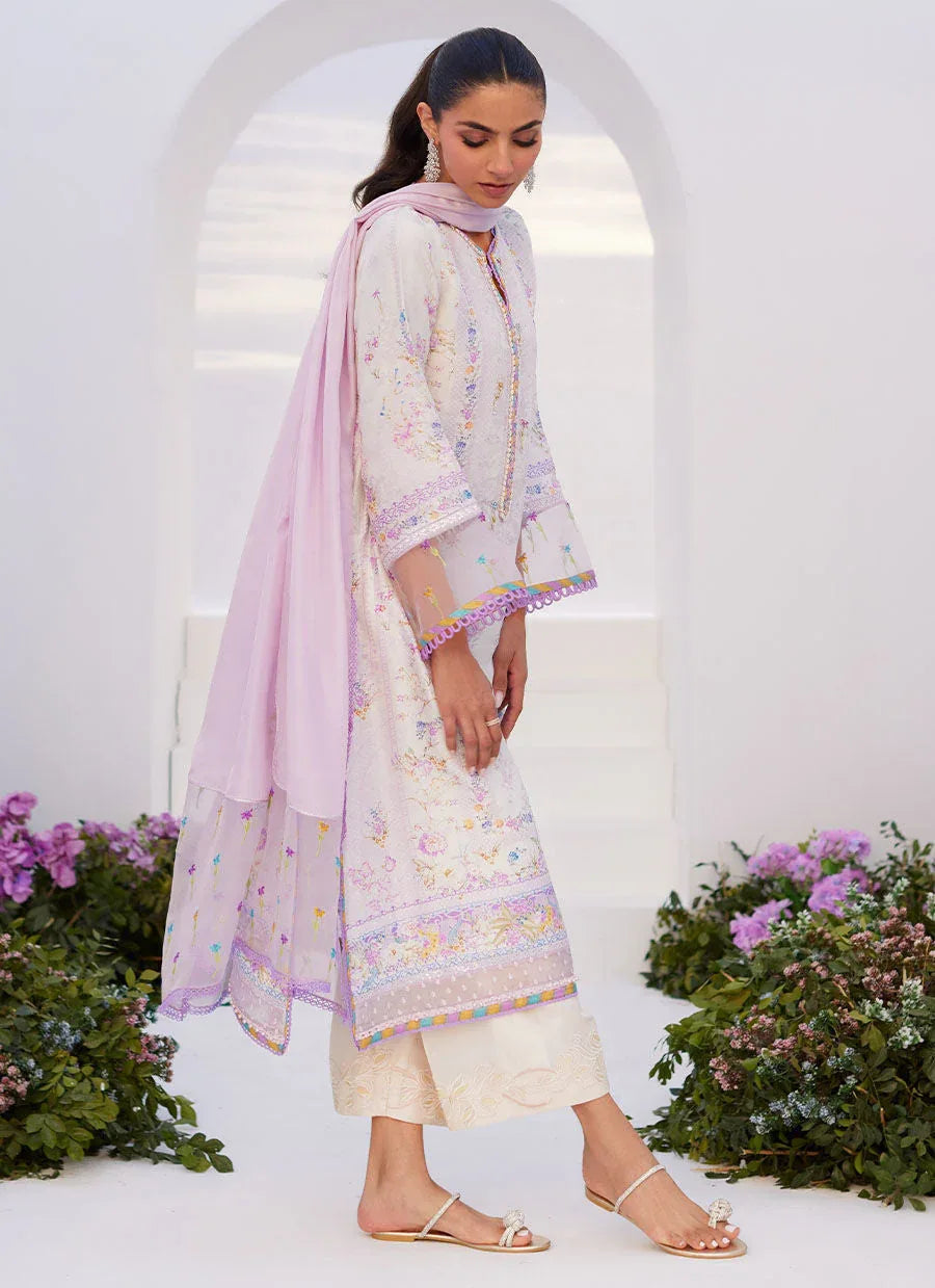 Farah Talib Aziz | Zaza Prints 24 | THISTLE LILAC SHIRT AND DUPATTA - Aqsa Fabrics