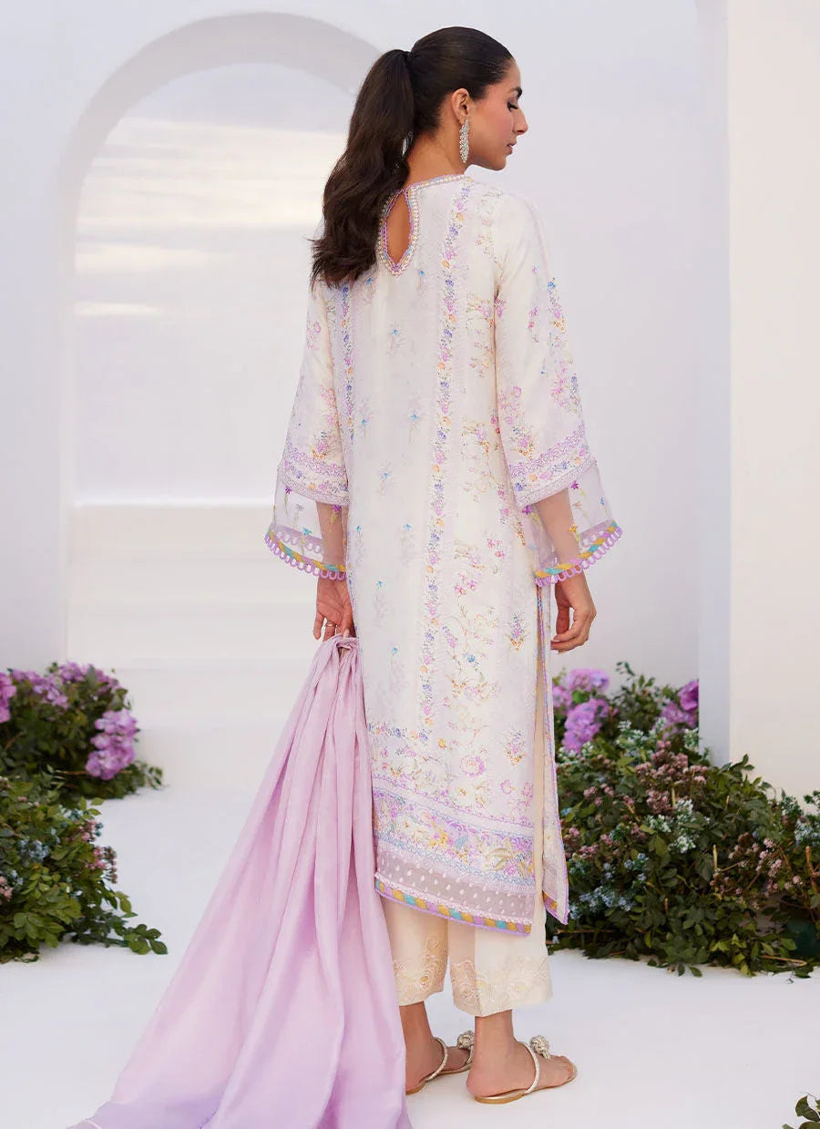 Farah Talib Aziz | Zaza Prints 24 | THISTLE LILAC SHIRT AND DUPATTA - Aqsa Fabrics