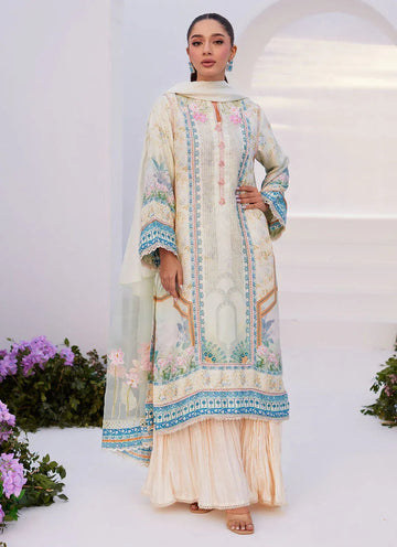 Farah Talib Aziz | Zaza Prints 24 | TURKISH AQUA SHIRT AND DUPATTA - Aqsa Fabrics