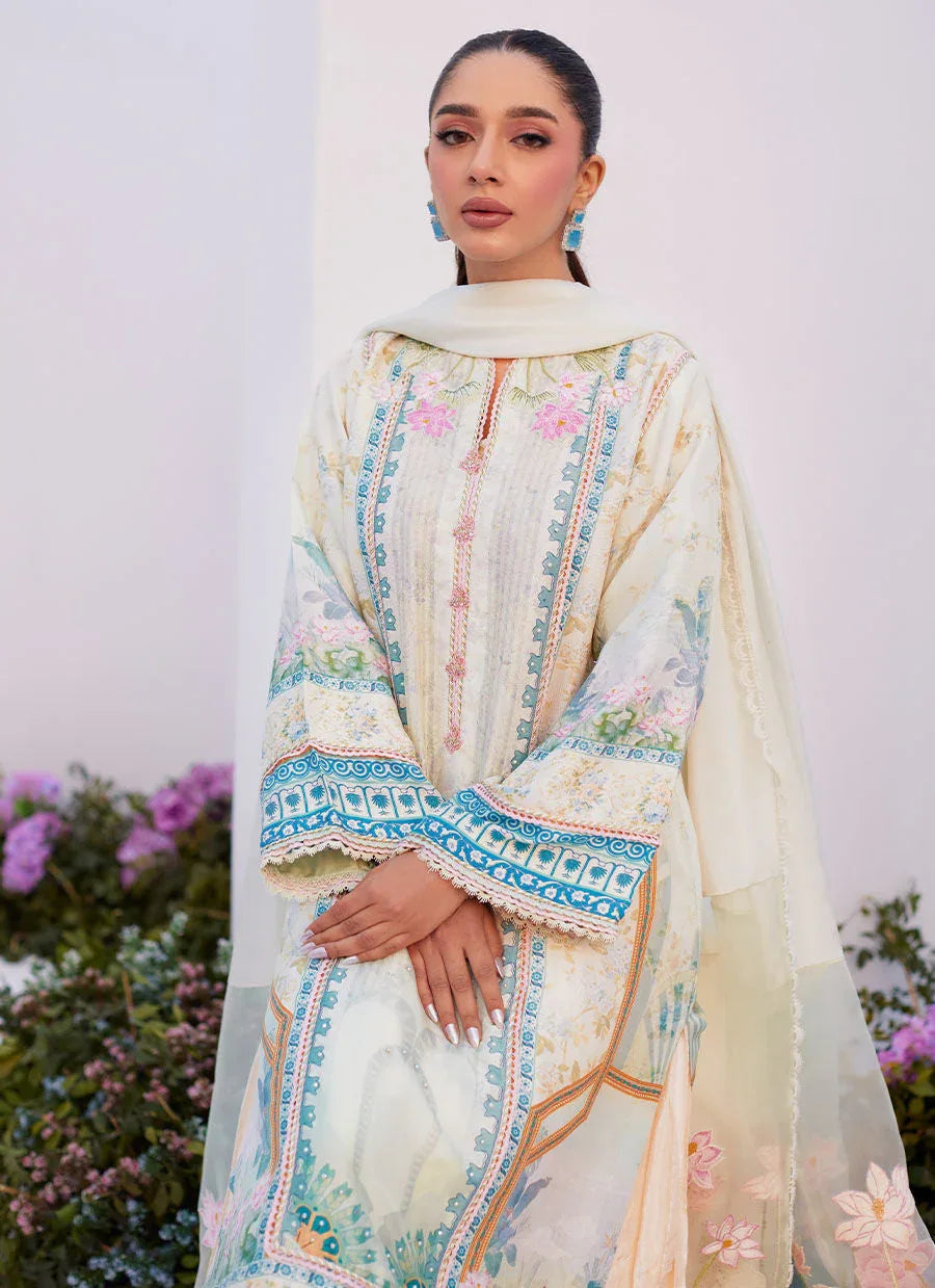 Farah Talib Aziz | Zaza Prints 24 | TURKISH AQUA SHIRT AND DUPATTA - Aqsa Fabrics