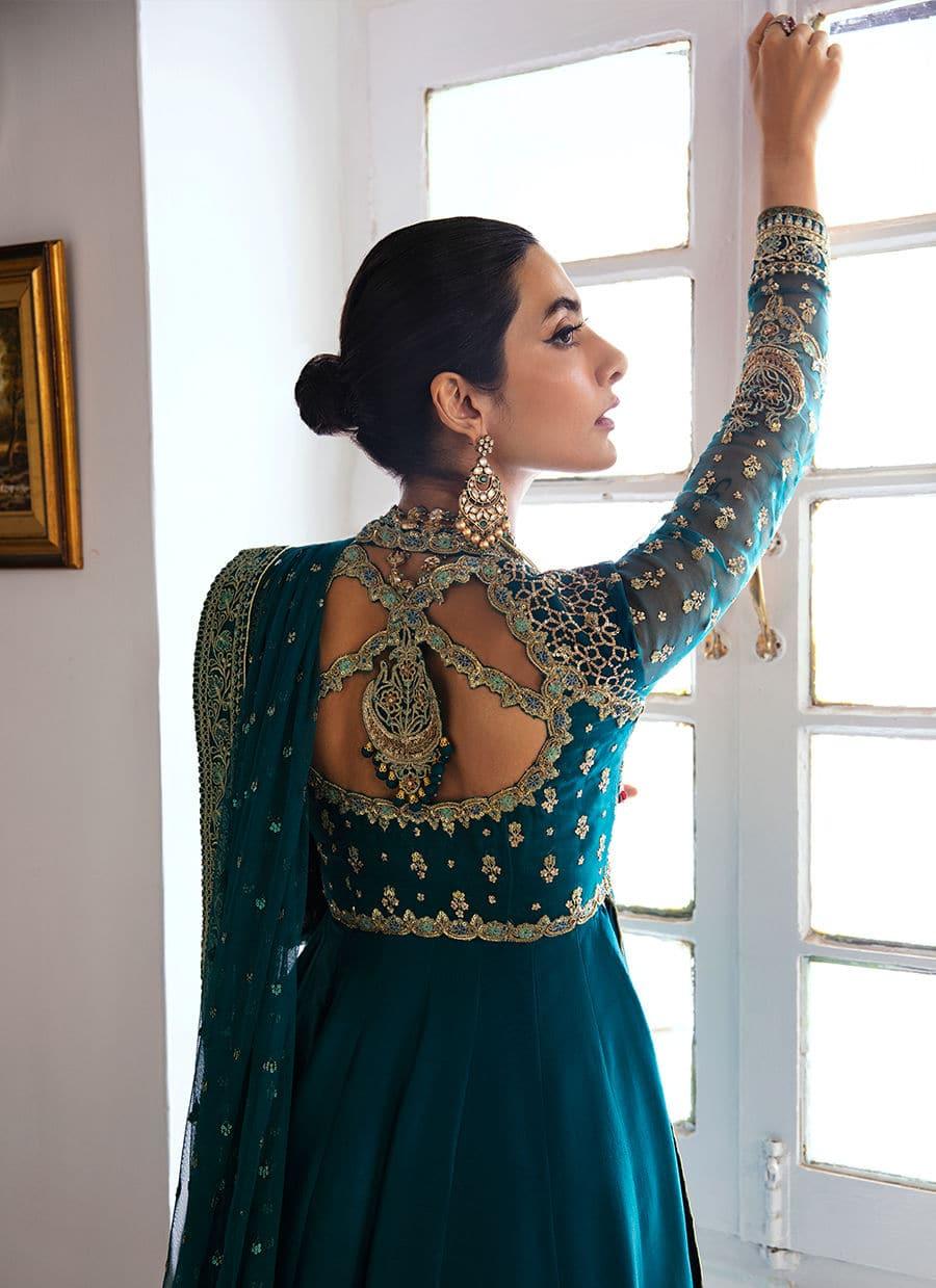 Farah Talib Aziz | Mayna Festive Luxe | AFRA TEAL - Aqsa Fabrics