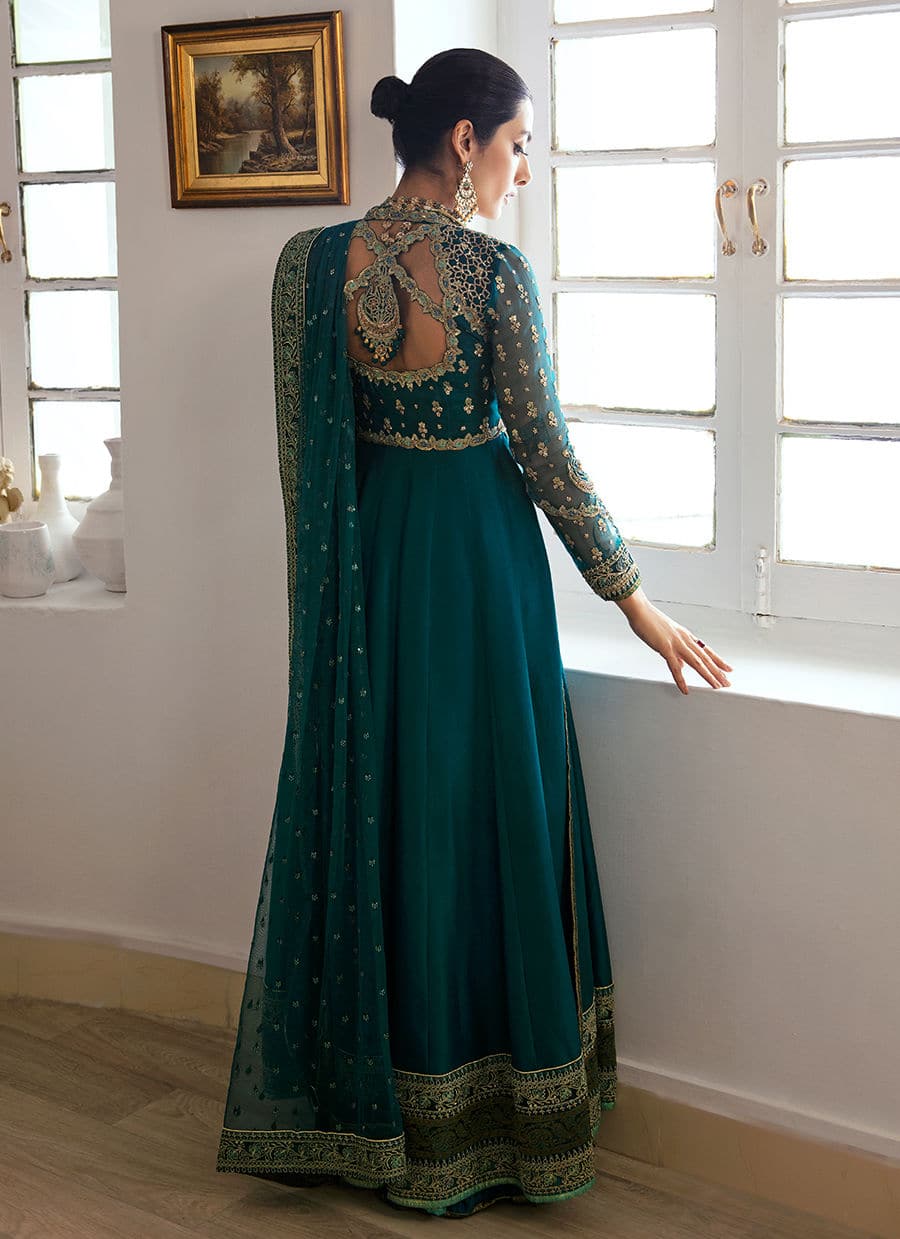 Farah Talib Aziz | Mayna Festive Luxe | AFRA TEAL - Aqsa Fabrics