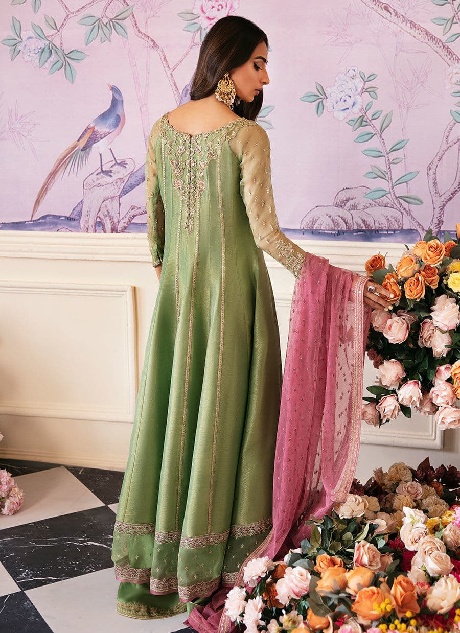 Farah Talib Aziz | Mayna Festive Luxe | ANISA APPLE GREEN - Aqsa Fabrics