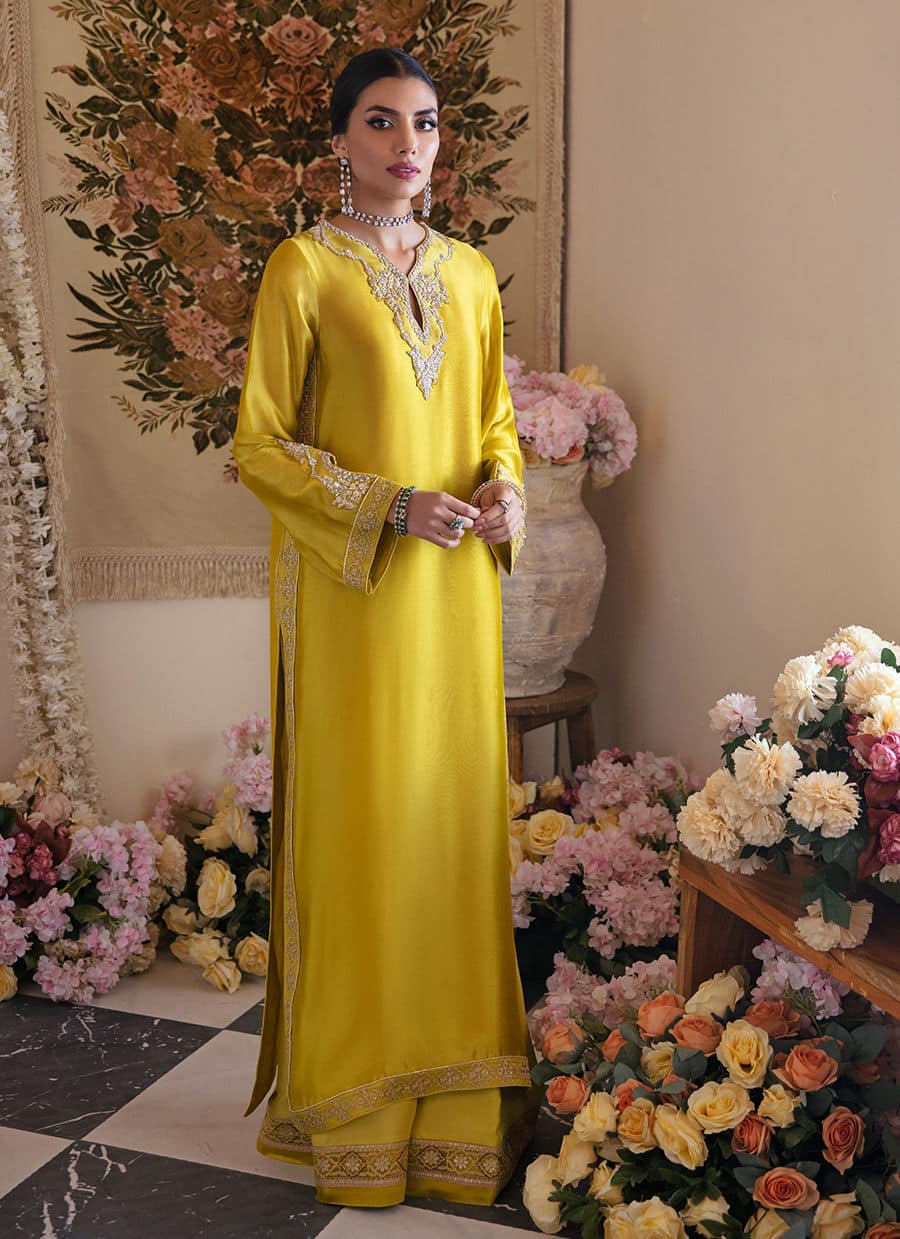 Farah Talib Aziz | Mayna Festive Luxe | Veesta Lime - Aqsa Fabrics
