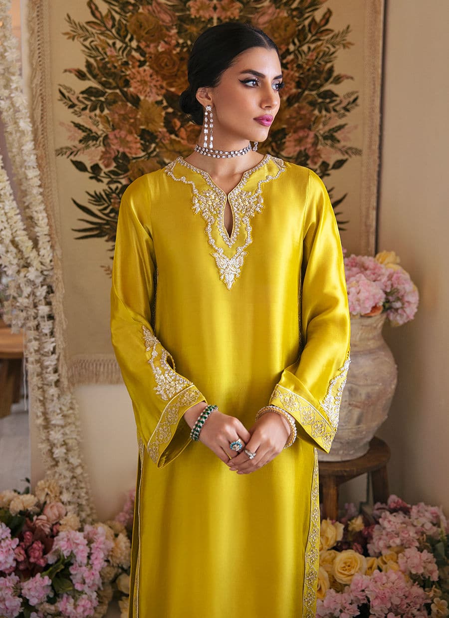 Farah Talib Aziz | Mayna Festive Luxe | Veesta Lime - Aqsa Fabrics