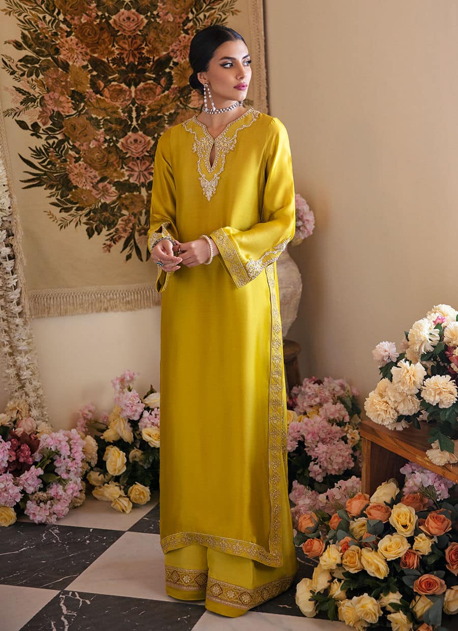 Farah Talib Aziz | Mayna Festive Luxe | Veesta Lime - Aqsa Fabrics