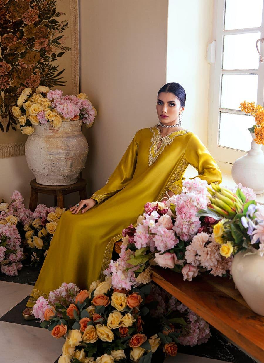 Farah Talib Aziz | Mayna Festive Luxe | Veesta Lime - Aqsa Fabrics