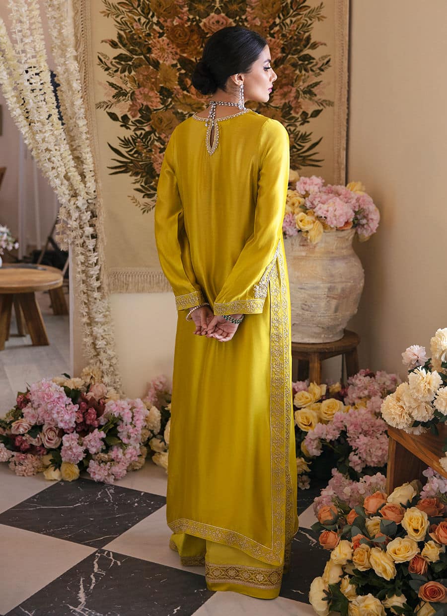 Farah Talib Aziz | Mayna Festive Luxe | Veesta Lime - Aqsa Fabrics