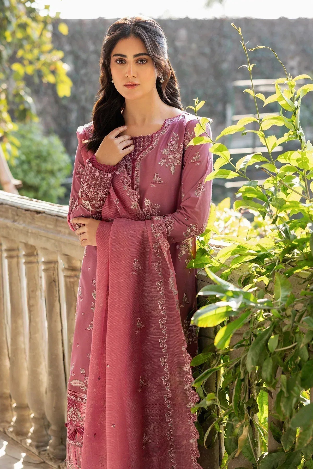 Farasha | Bahaar Embroidered Lawn | Rose Garland - Aqsa Fabrics