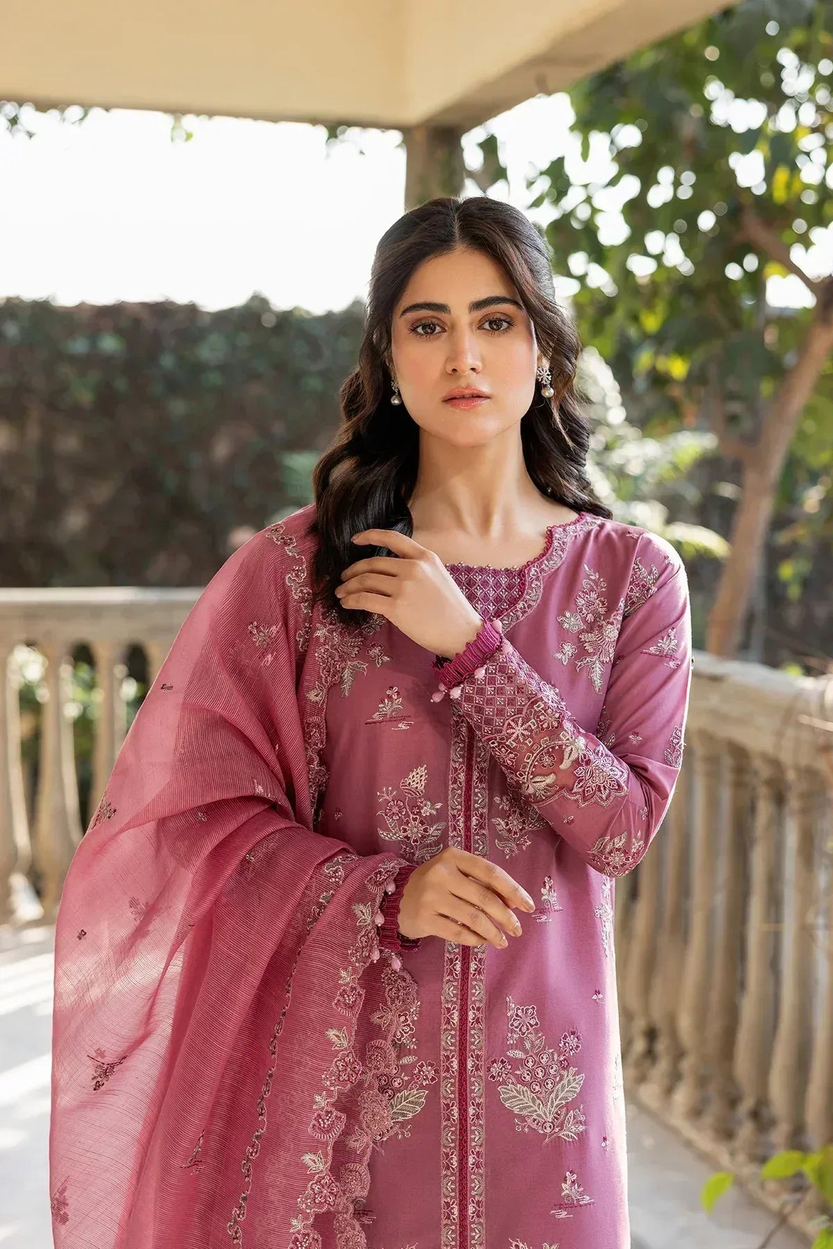 Farasha | Bahaar Embroidered Lawn | Rose Garland - Aqsa Fabrics