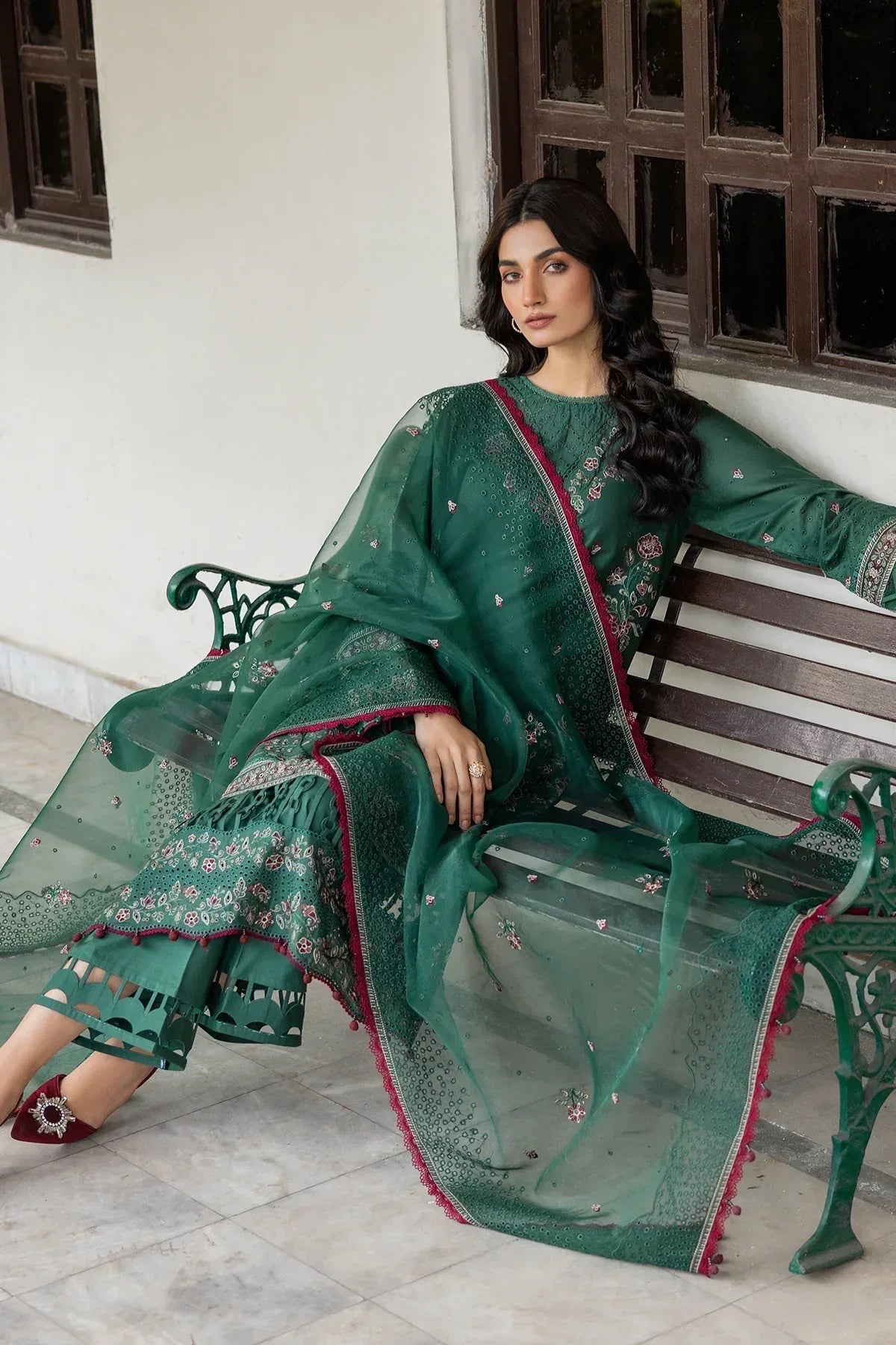 Farasha | Bahaar Embroidered Lawn | Azure Grace - Aqsa Fabrics