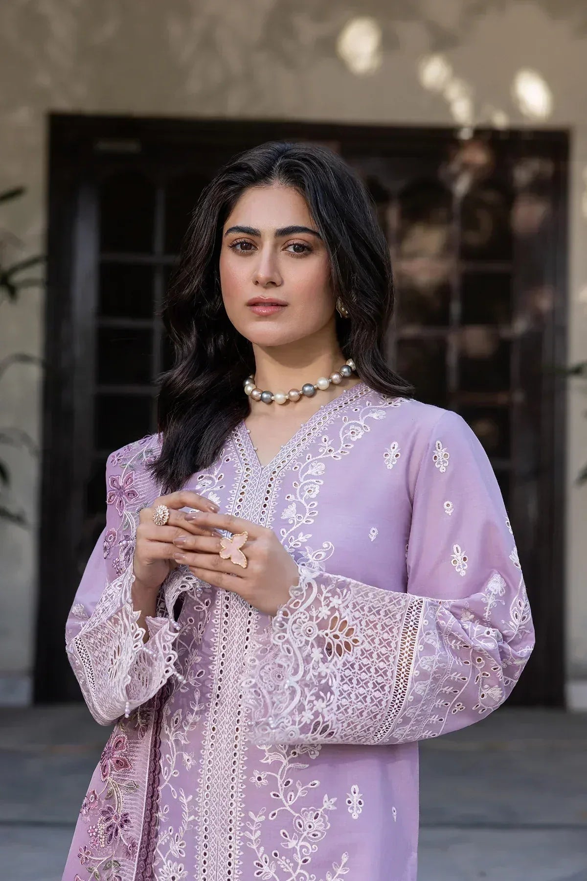Farasha | Bahaar Embroidered Lawn | Lilac Florine - Aqsa Fabrics