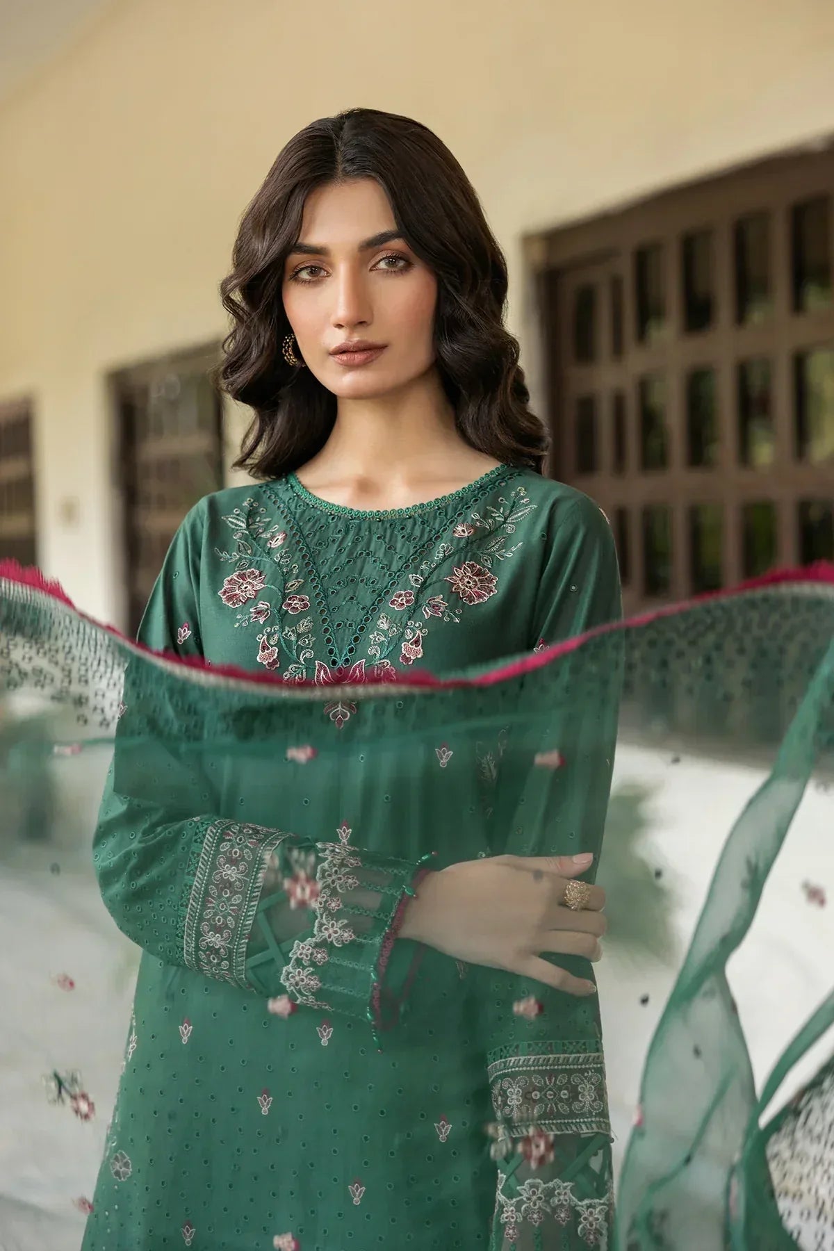 Farasha | Bahaar Embroidered Lawn | Azure Grace - Aqsa Fabrics