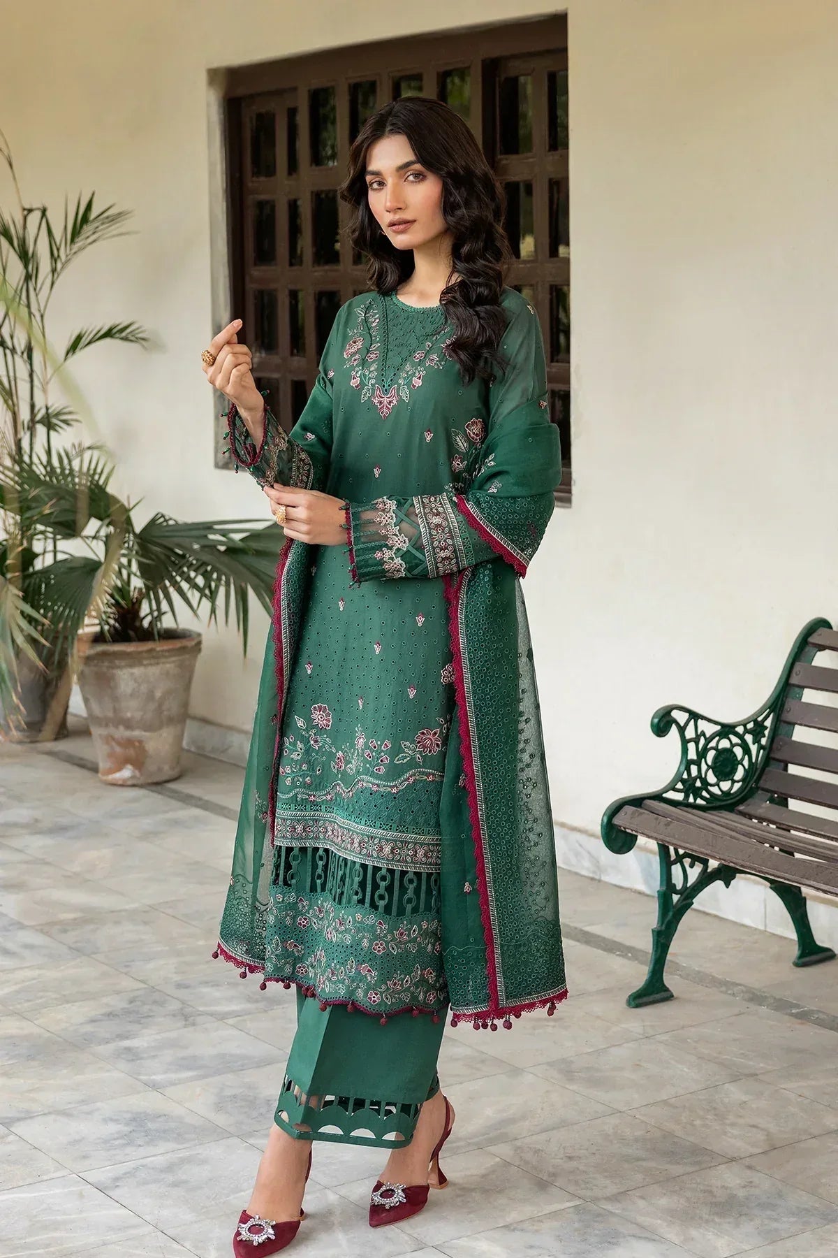 Farasha | Bahaar Embroidered Lawn | Azure Grace - Aqsa Fabrics