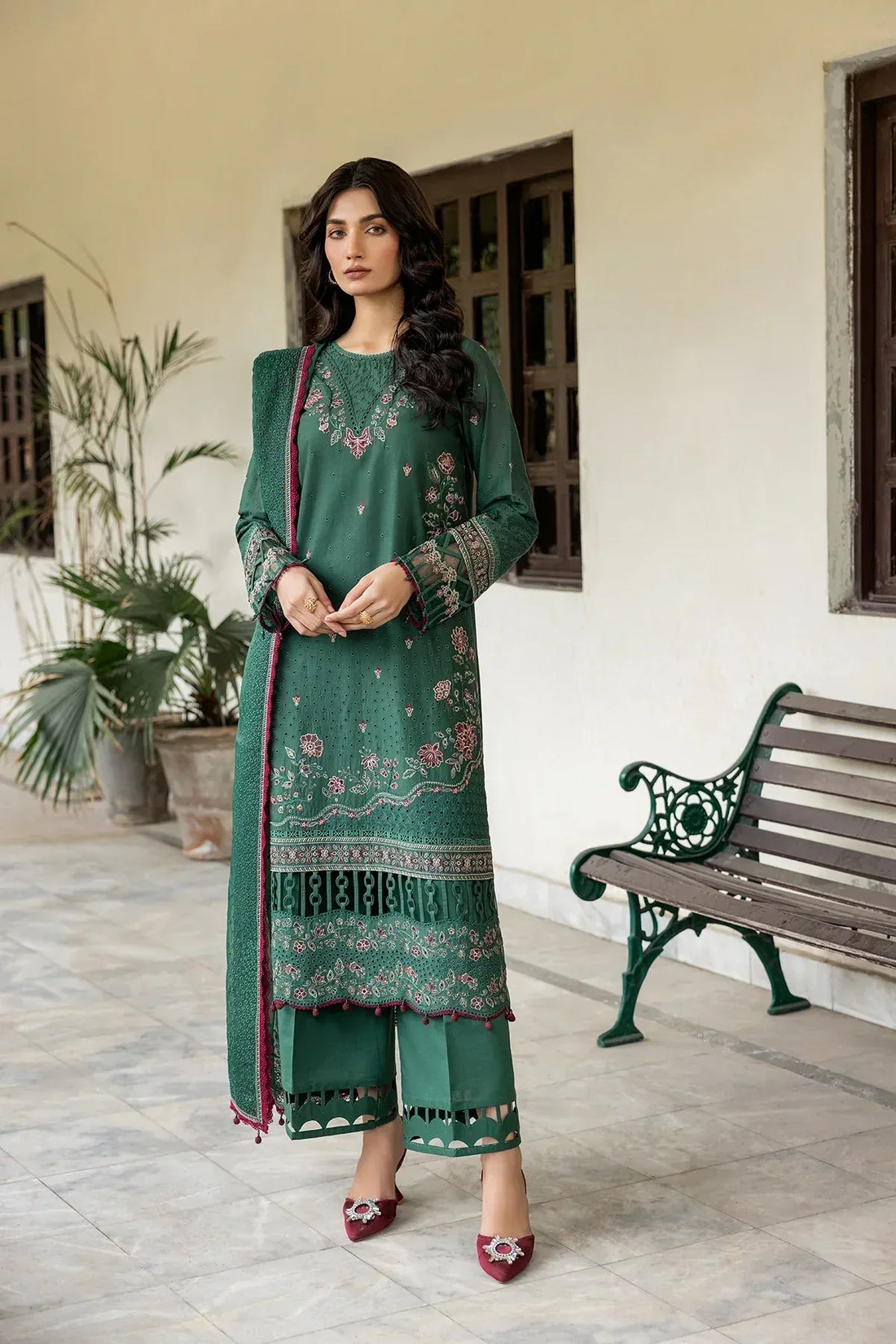 Farasha | Bahaar Embroidered Lawn | Azure Grace - Aqsa Fabrics