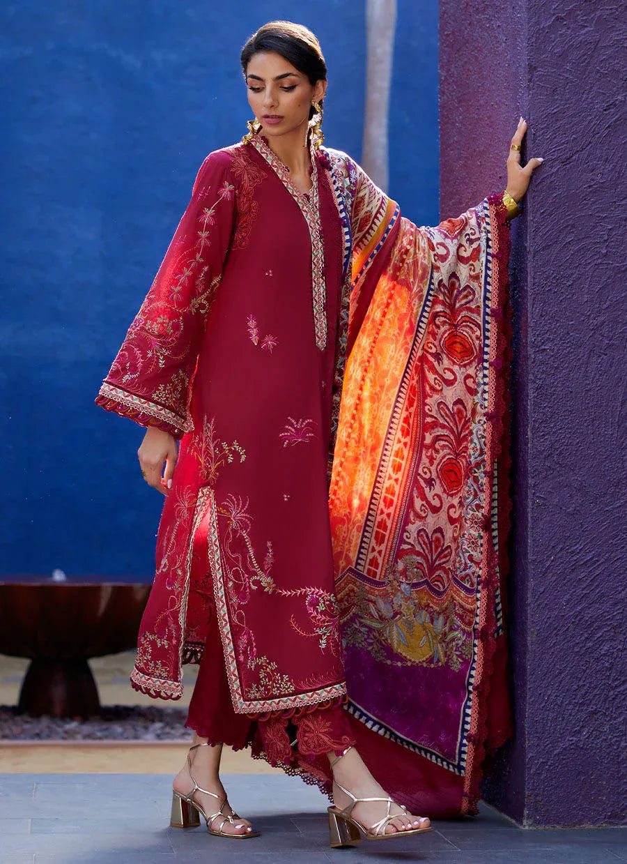 Farah Talib Aziz | Suay Lawn 24 | ENZO RED - Aqsa Fabrics