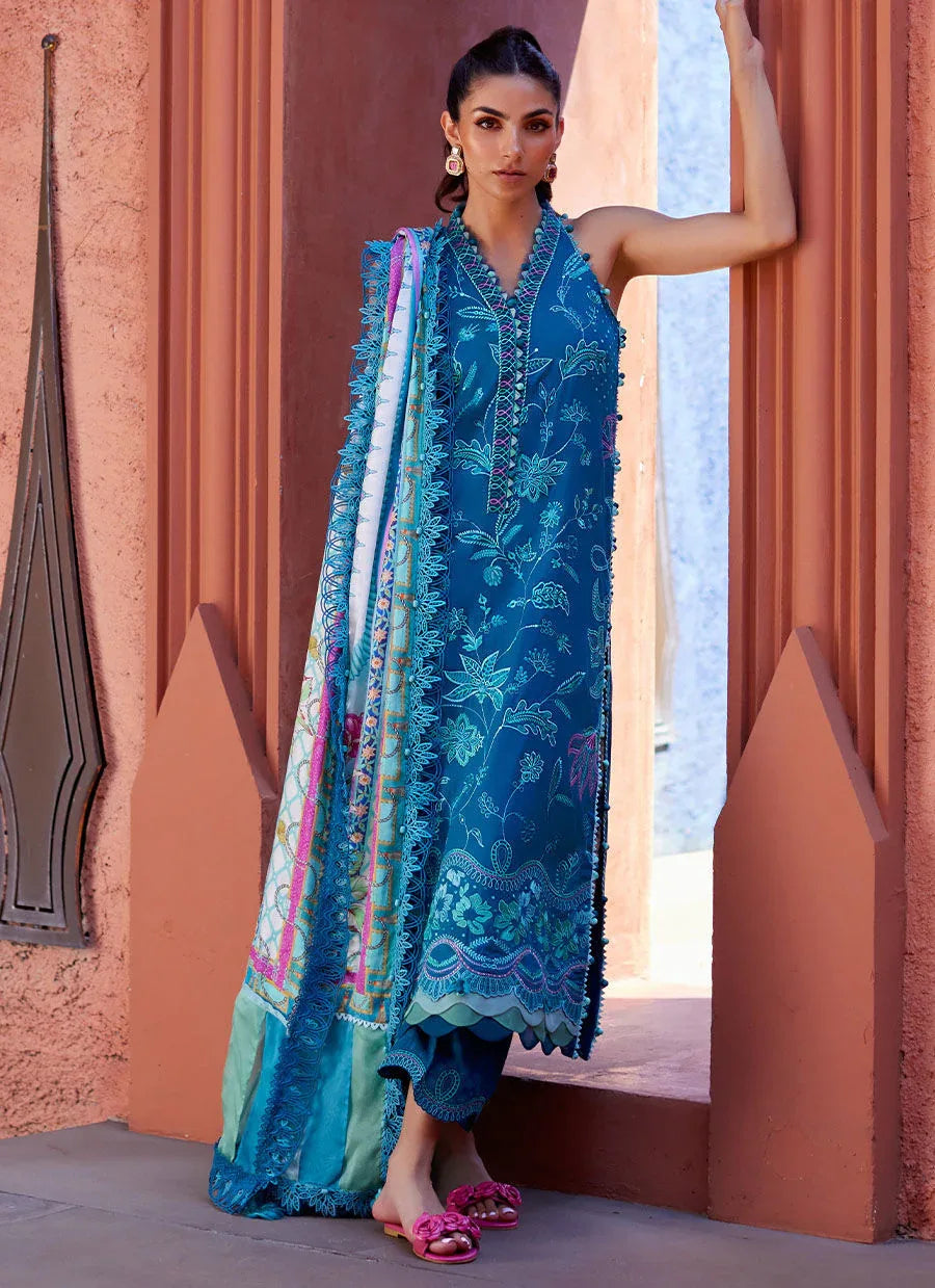 Farah Talib Aziz | Suay Lawn 24 | MOANNA TEAL - Aqsa Fabrics