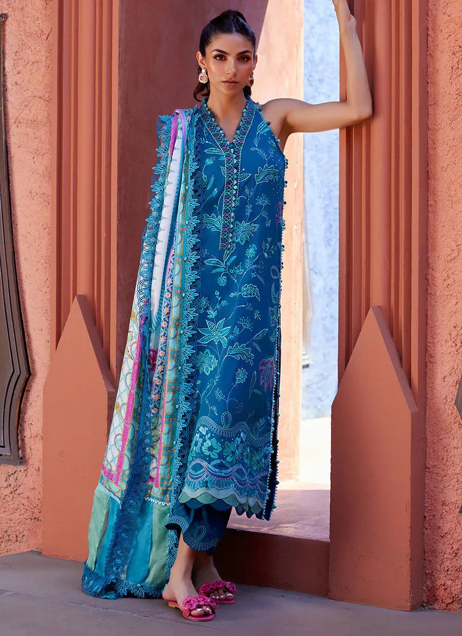 Farah Talib Aziz | Suay Lawn 24 | MOANNA TEAL - Aqsa Fabrics