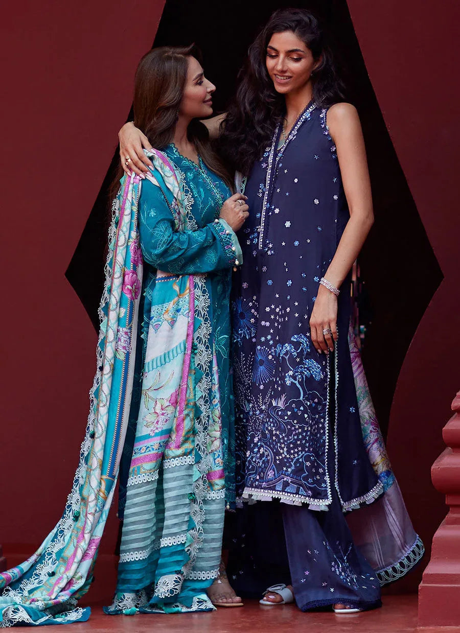 Farah Talib Aziz | Suay Lawn 24 | MOANNA TEAL - Aqsa Fabrics
