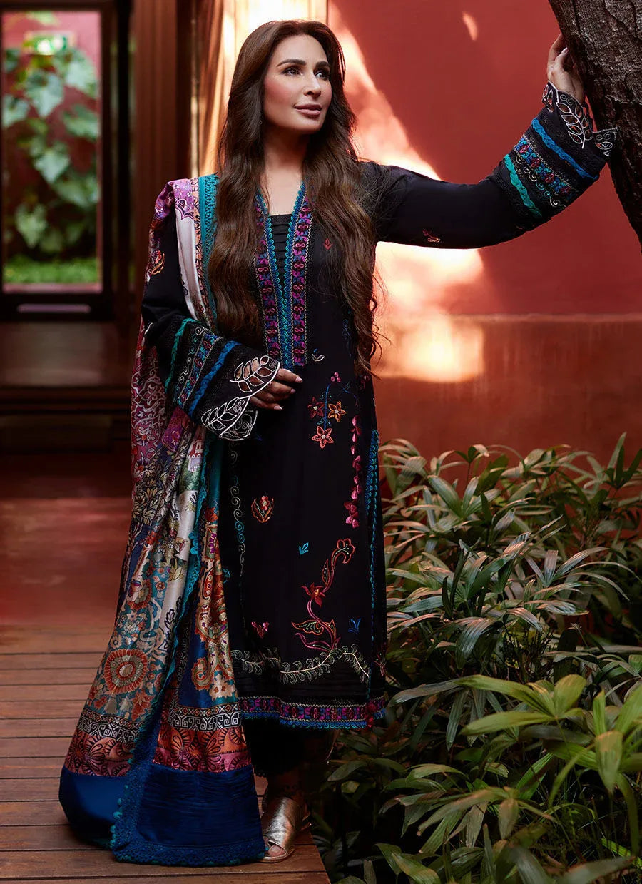 Farah Talib Aziz | Suay Lawn 24 | ILARIA BLACK - Aqsa Fabrics