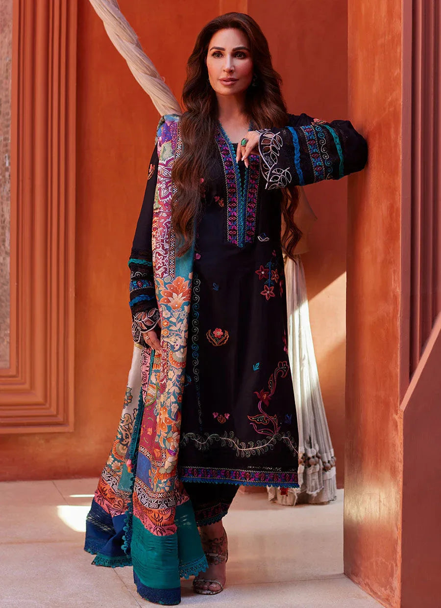 Farah Talib Aziz | Suay Lawn 24 | ILARIA BLACK - Aqsa Fabrics