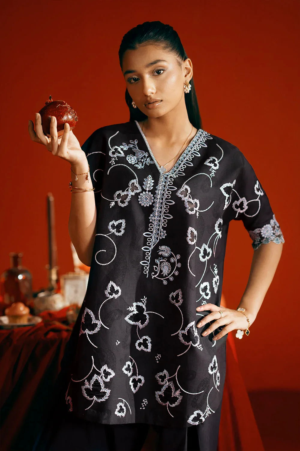 Saira Rizwan | Joolie Co ords | JOOLIE BLACK - JBP25-06 - Aqsa Fabrics